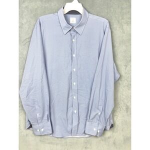 Con.Struct Mens Slim Fit 4 Way Stretch Button Down Shirt Blue Geometric XL